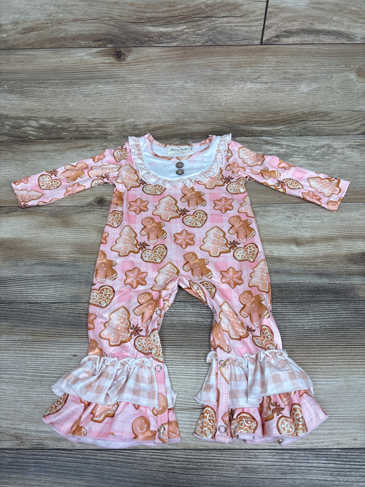 NEW Marie Nicole Gingerbread Ruffle Coverall Pink sz 3-6m
