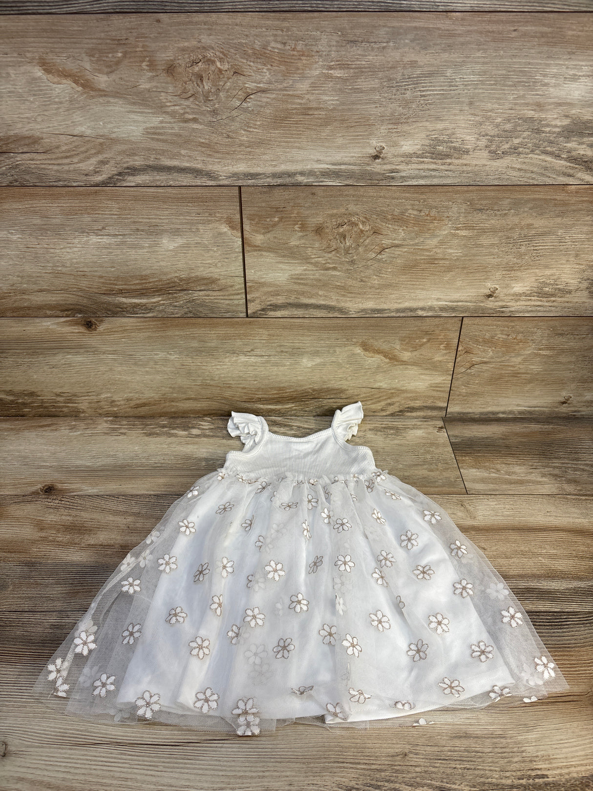 Just Lizzy Tulle Floral Tank Dress White sz 3T
