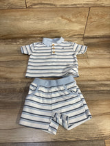 Calvin Klein 2pc Striped Polo Shirt & Shorts Set White sz 3/6m