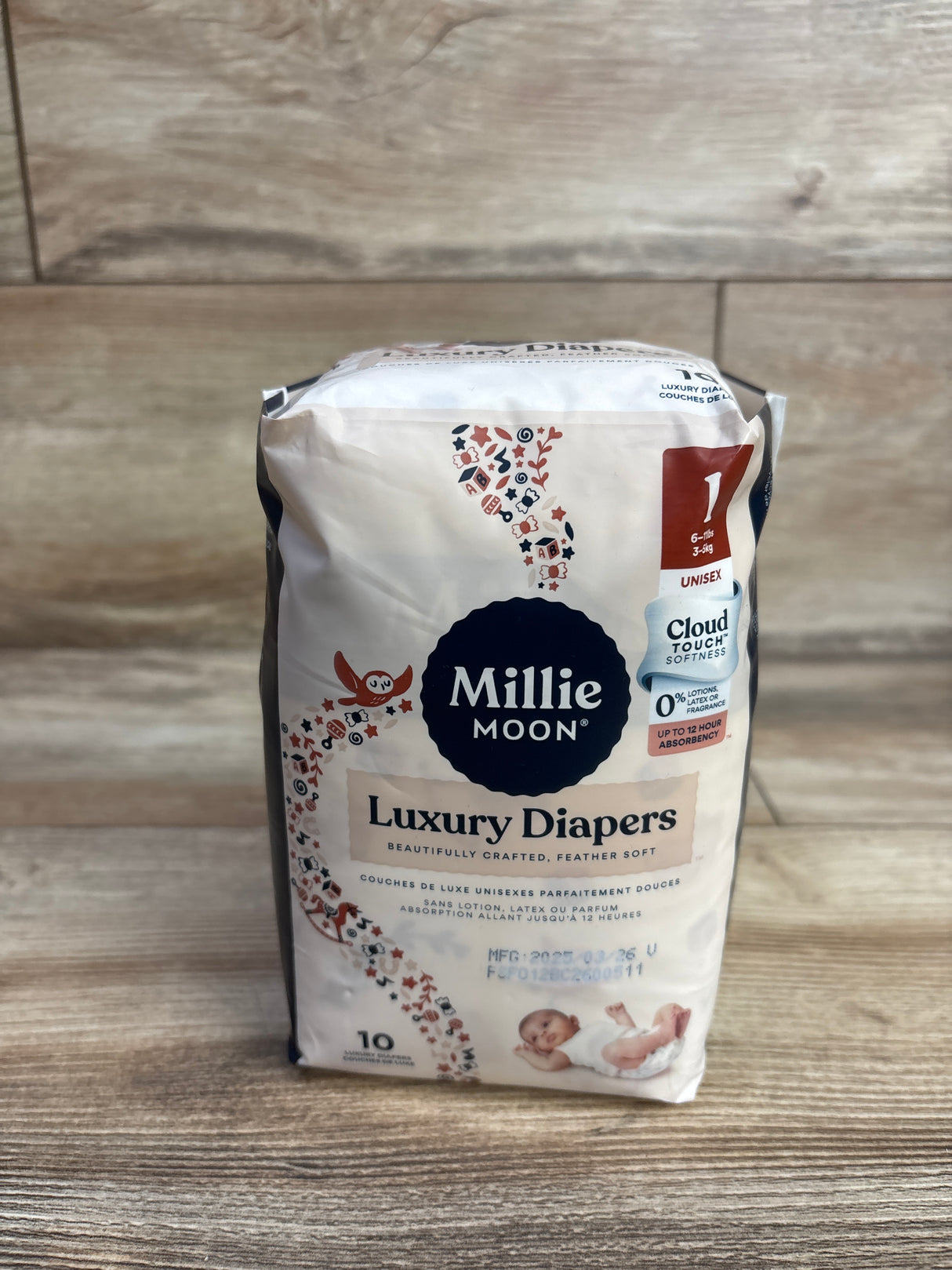 NEW Millie Moon Luxury Diapers Size 1 10ct.