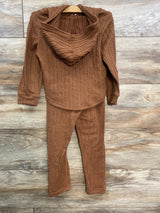 Shein 2pc Ribbed Pull Over Hoodie & Pants Set Brown sz 4T
