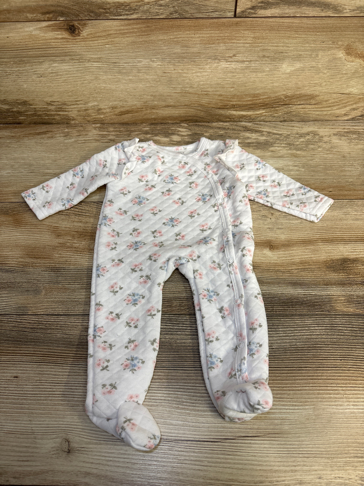 Shabby Chic Quilted Floral Coverall White sz 0-3m