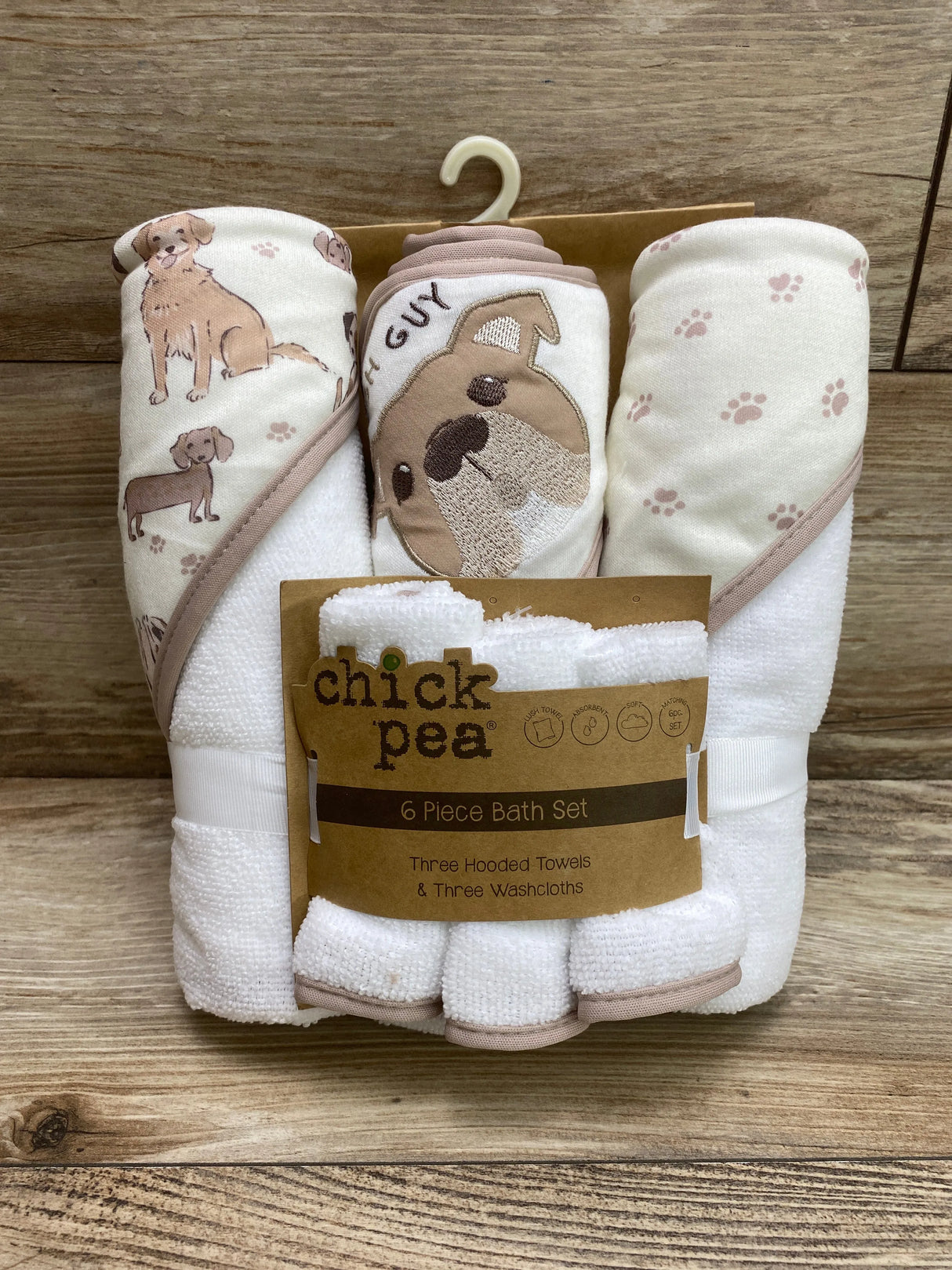 NEW Chick Pea 6Pc Hooded Towel & Washcloth Set