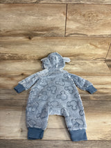 Disney Baby Mickey Mouse Plush Hooded Coverall Blue sz 0-3m
