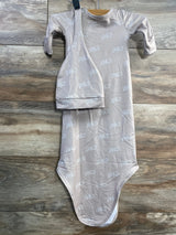 Caden Lane 2pc XOXO Knot Gown & Hat Beige sz 0-3m