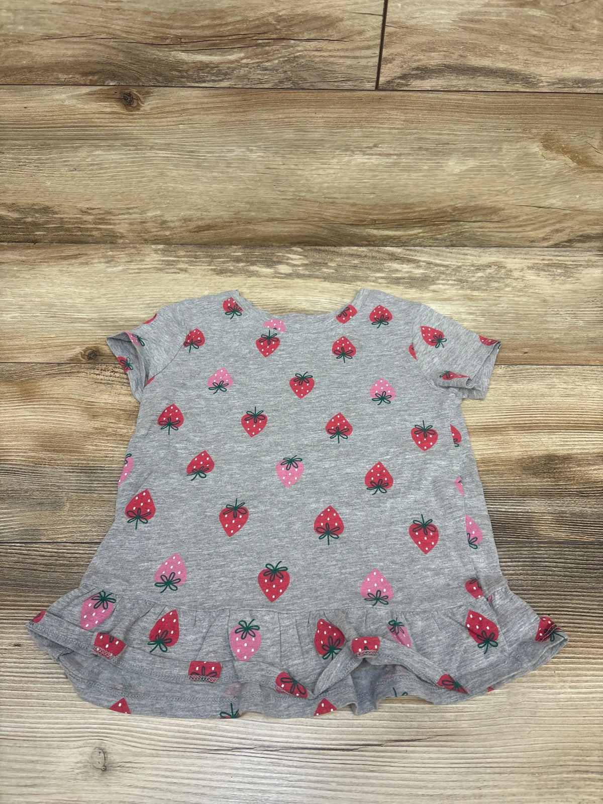 Cat & Jack Strawberry Peplum Top Grey sz 5T