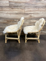 Bella Rattan 2pc Chair Set with 2pc Sheepskin Fur