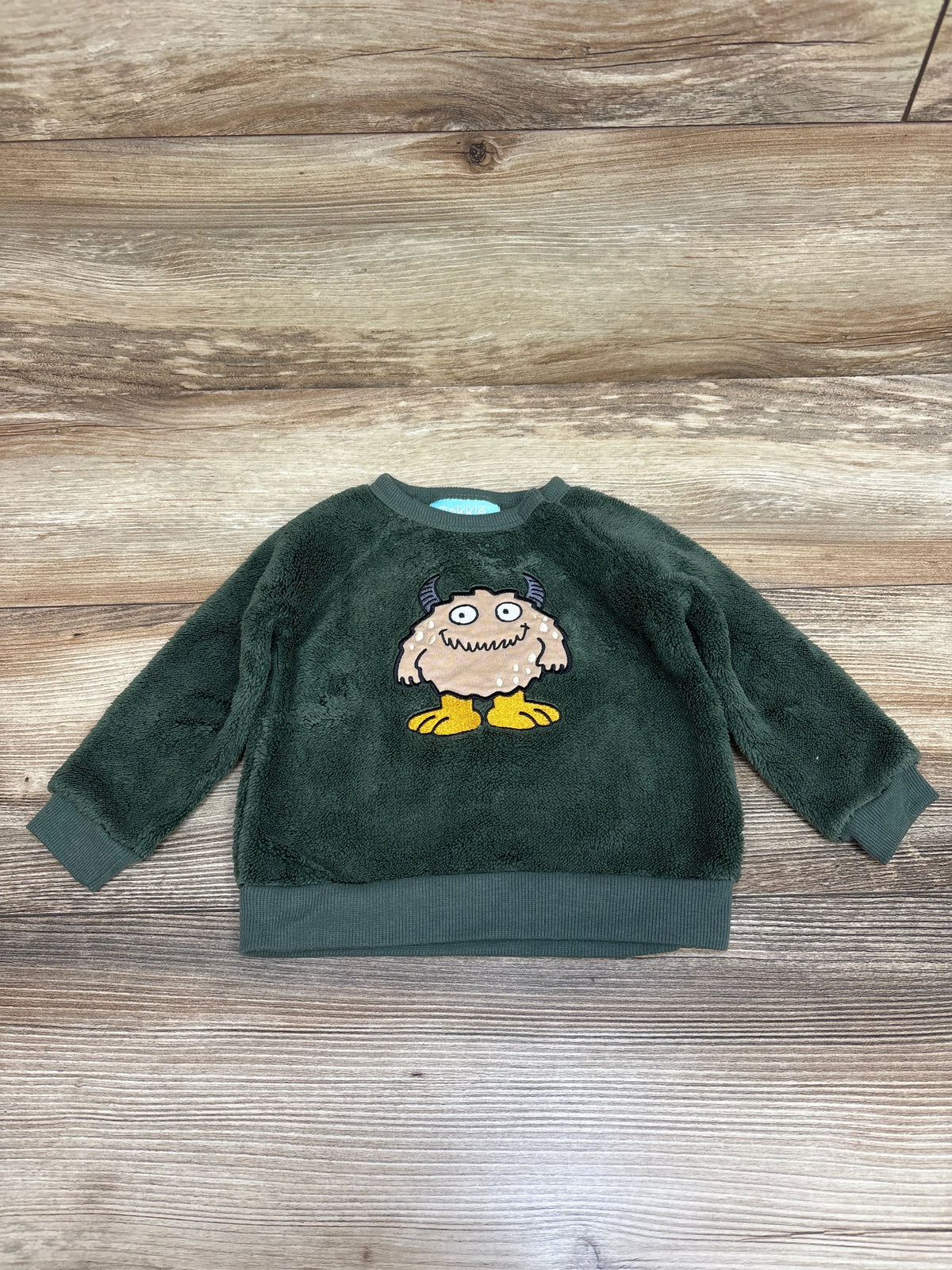 Pekkle 2pc Plush Embroidered Monster Sweatshirt Green sz 9m