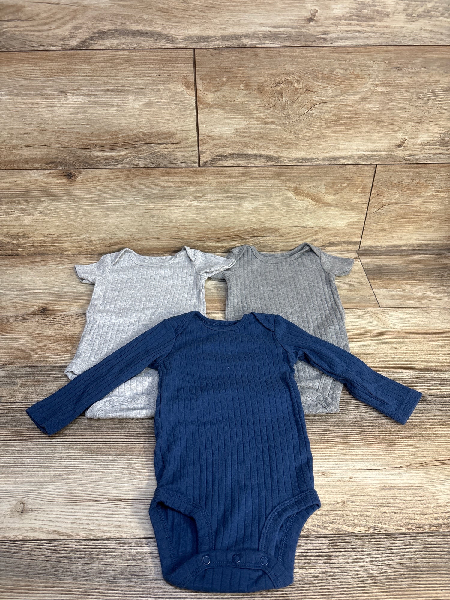 Child Of Mine 3pk Ribbed Bodysuit Set Grey sz 6-9m