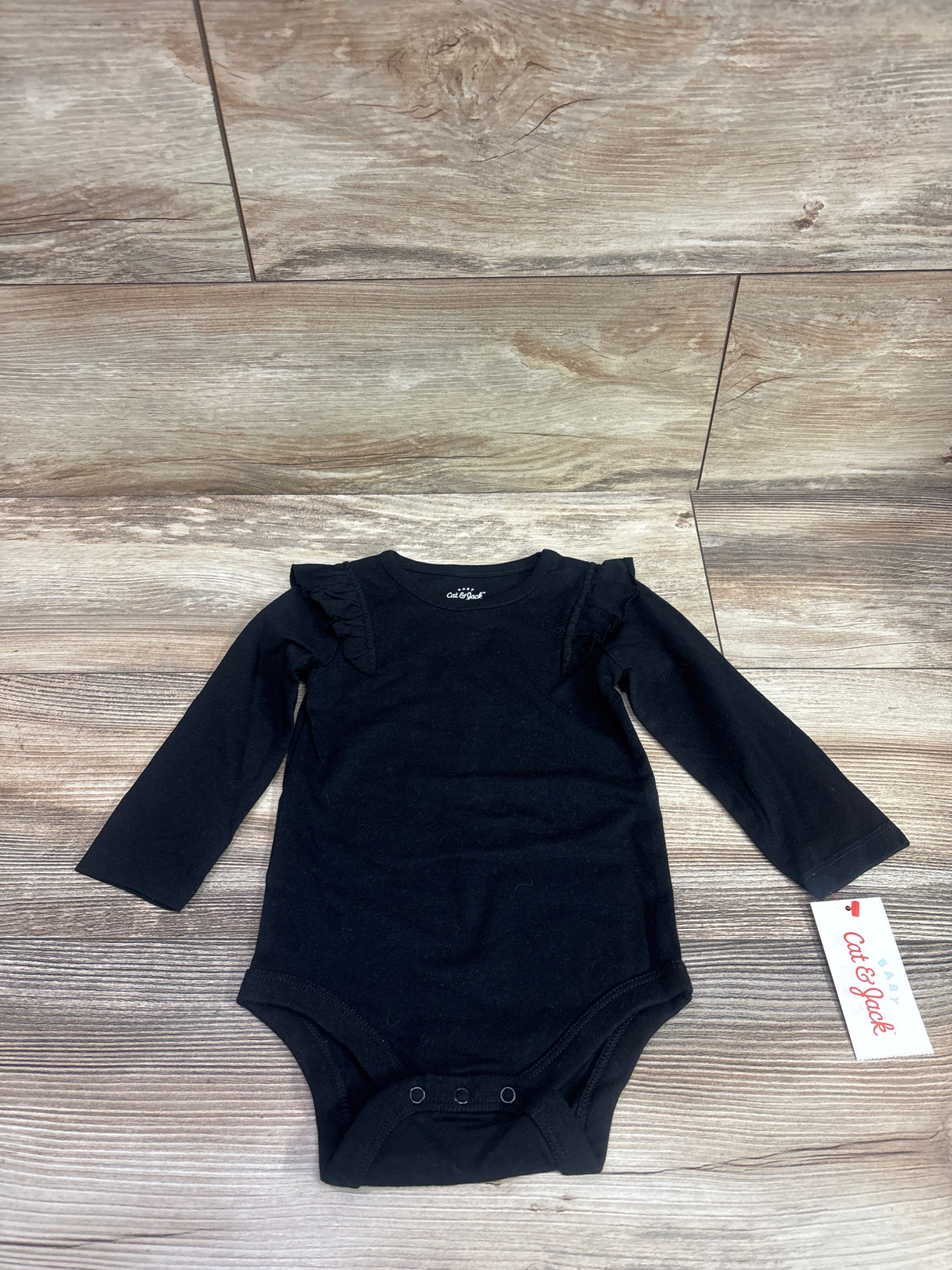NEW Cat & Jack Flutter Sleeve Bodysuit Black sz 12m