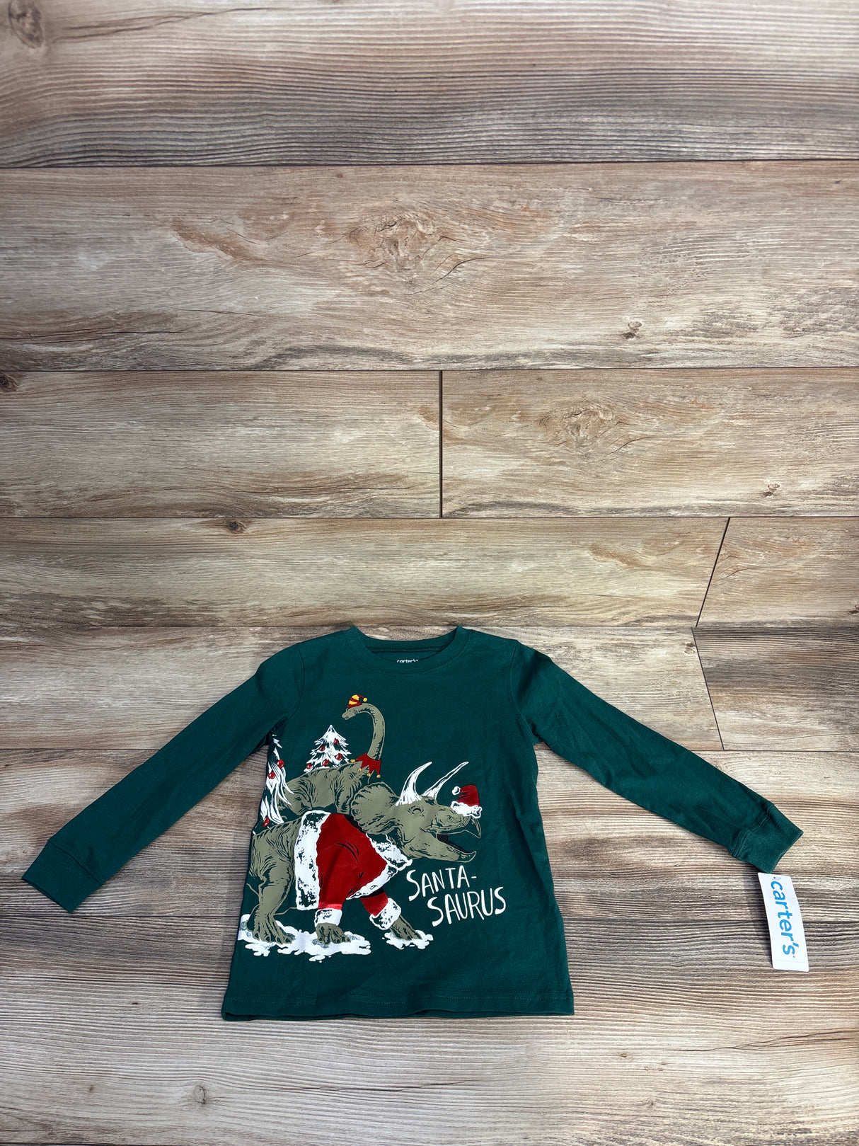 NEW Carter's Santa- Saurus Shirt Emerald sz 4T