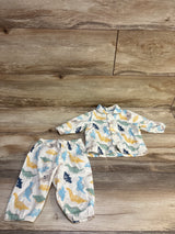 Mothercare 2pc Dinosaur Button-Up Shirt & Pants Set Ivory sz 1-3m