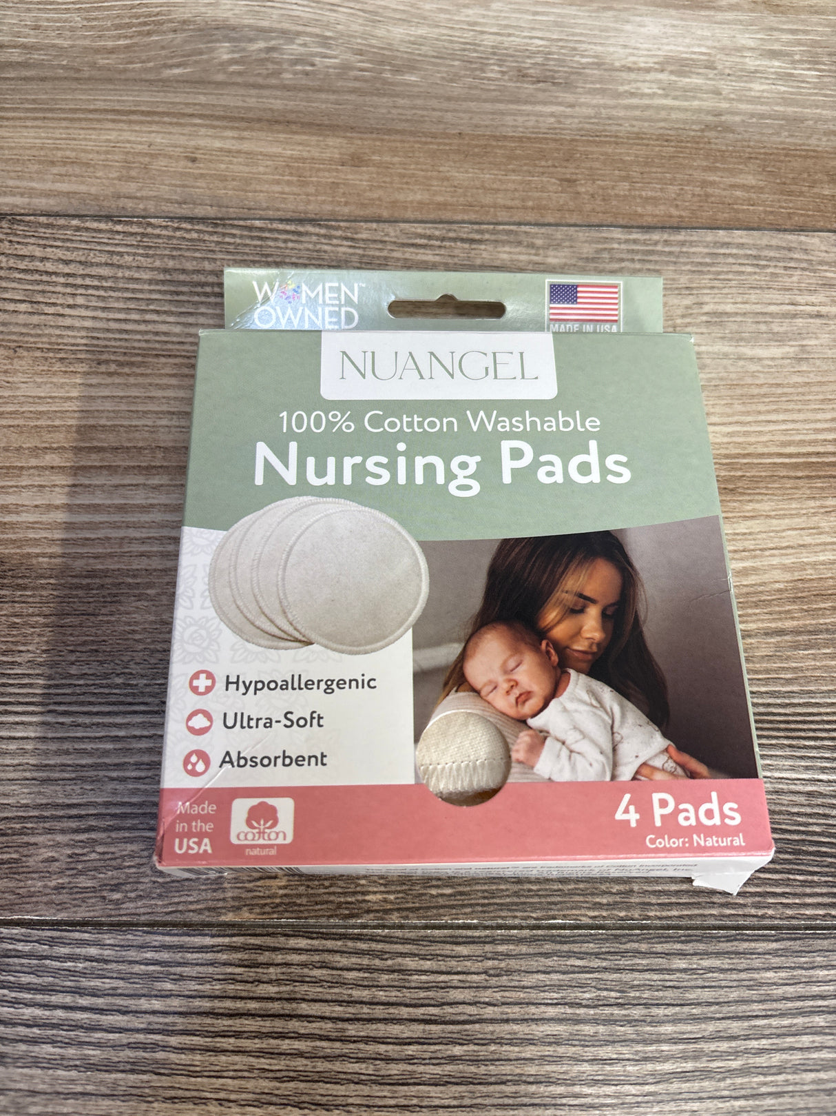 NEW Nuangel 100% Cotton Washable Nursing Pads 4ct