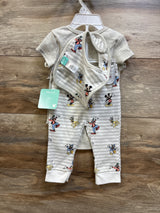 NEW Disney Baby 3pc Mickey Mouse Bodysuit, Pants, & Bib Set Grey sz 6/9m