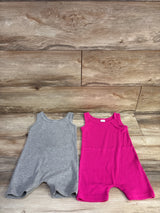 Shein 2pk Ribbed Tank Shortie Romper Pink sz 12-18m