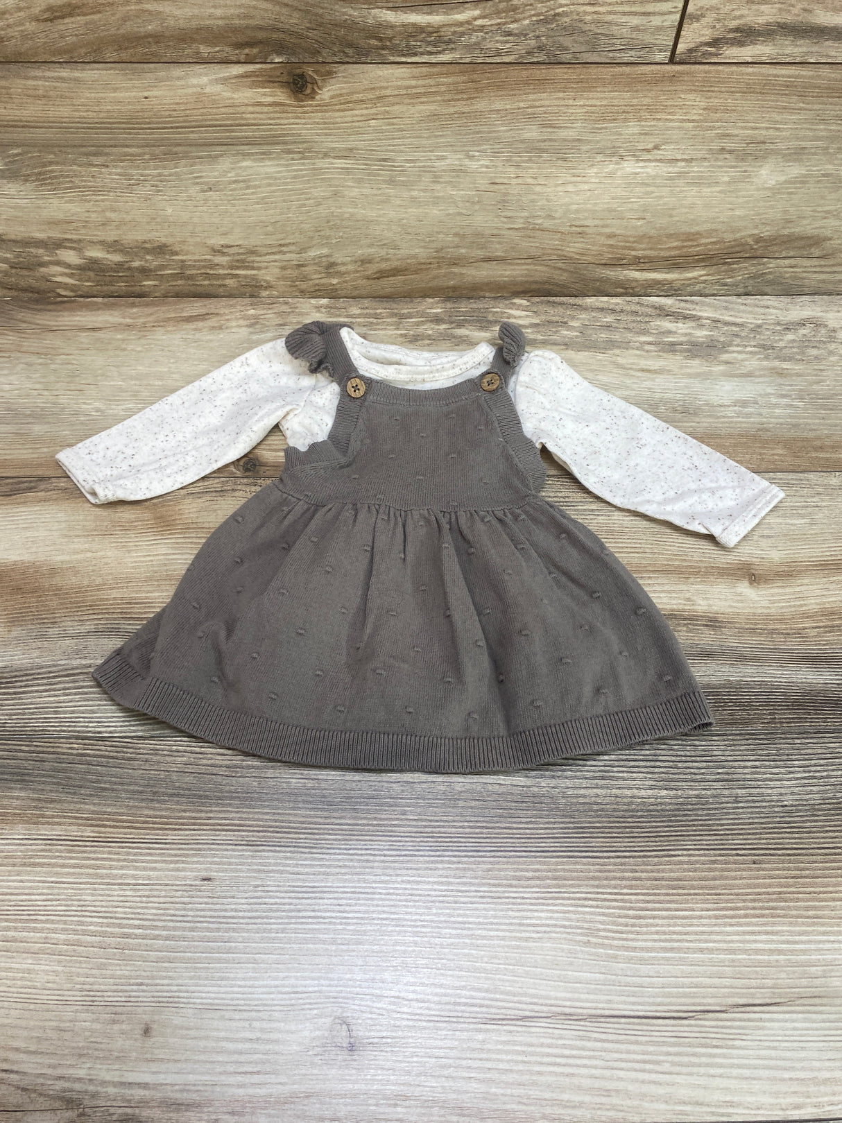 Carter's 2pc Bodysuit & Knit Pinafore Dress White sz 3m