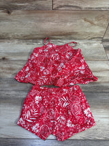 NEW  OshKosh 2pc Sleeveless Paisley Woven Top & Shorts Set Red sz 2T