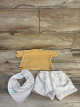 Disney Baby Winnie The Pooh 3pc Shirt, Shorts, & Bib Set Yellow sz 0-3m