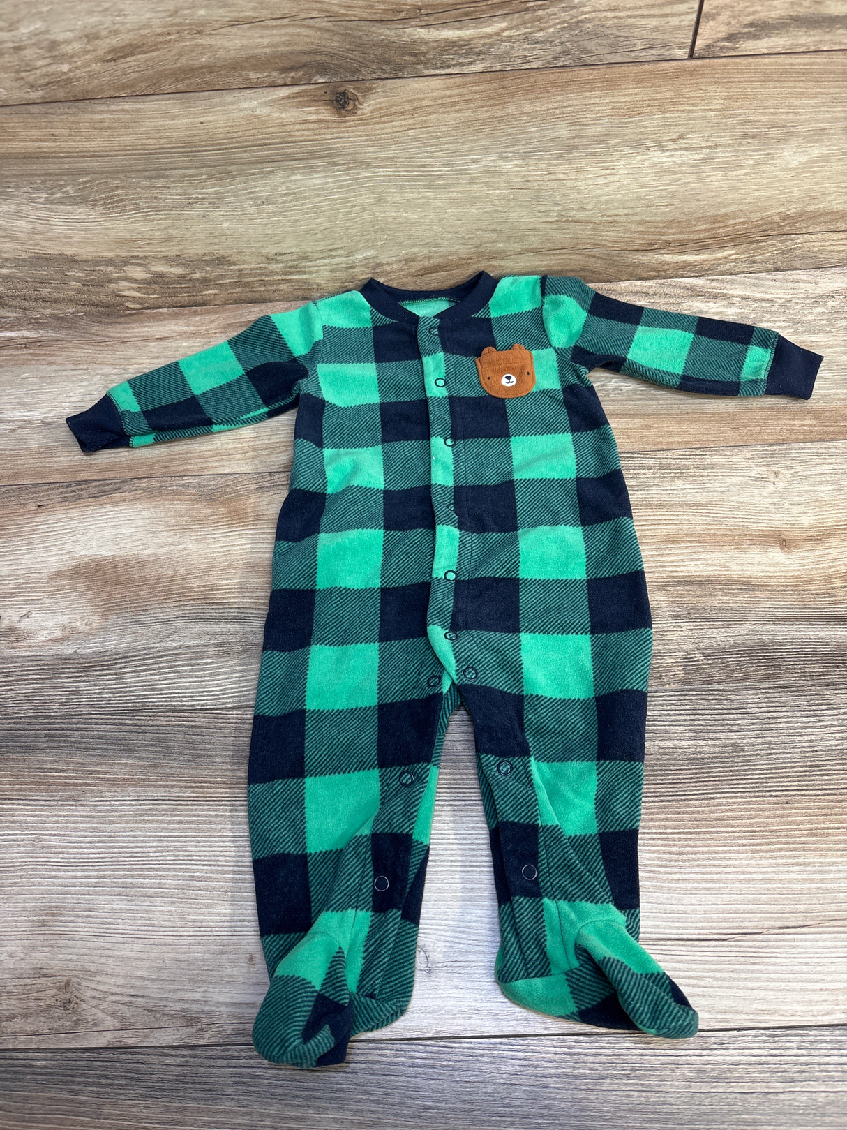 Carter's Buffalo Print Bear Blanket Sleeper Green sz 6m