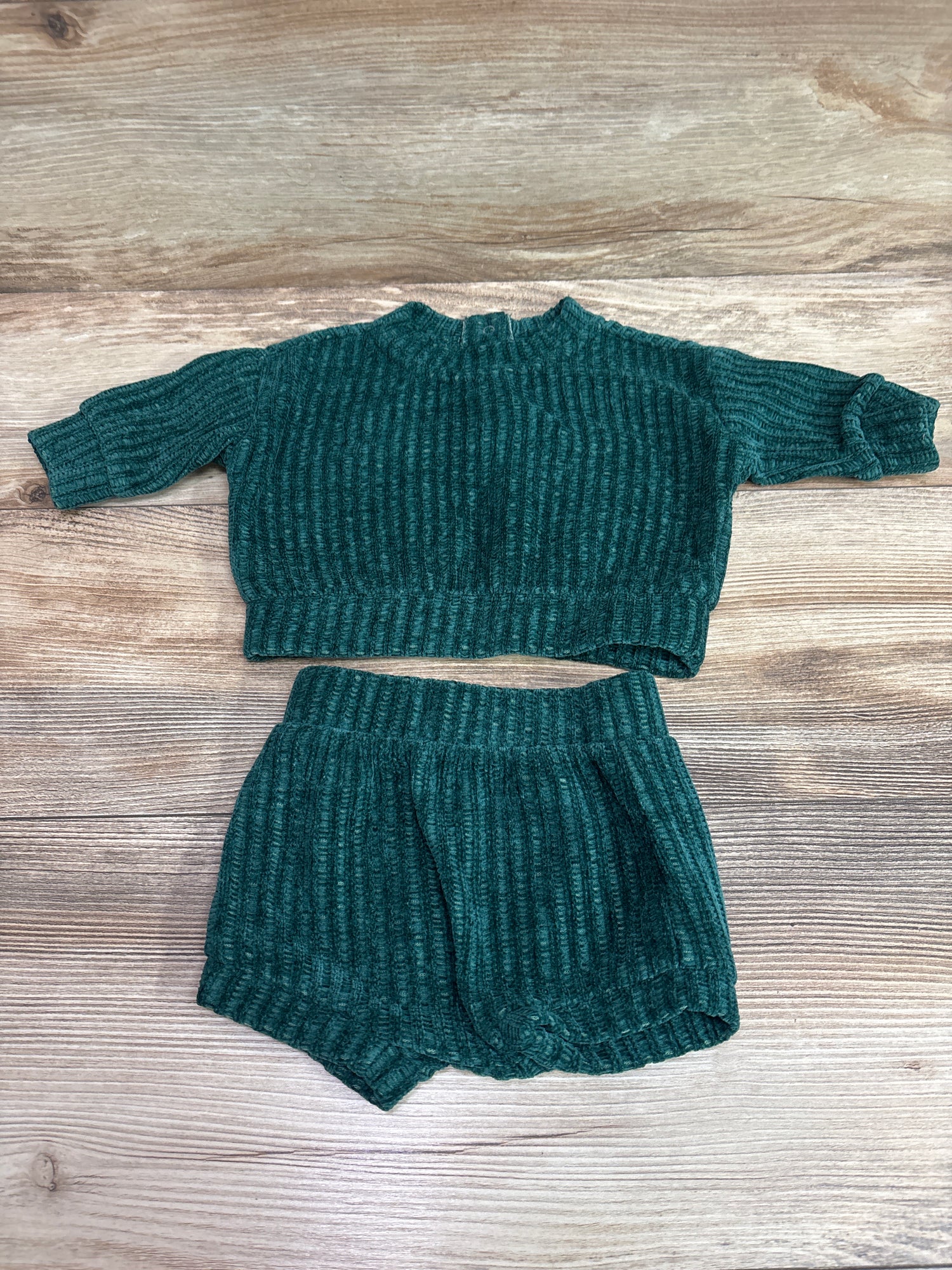Cat & Jack 2pc Velour Textured Sweatshirt & Bloomers Set Green sz 0-3m