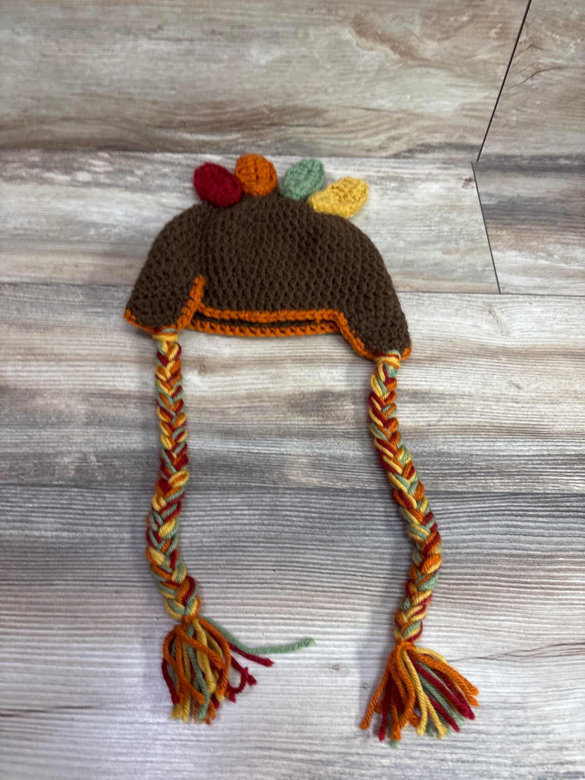 So 'Dorable Crochet Turkey Hat Brown sz 12-24m