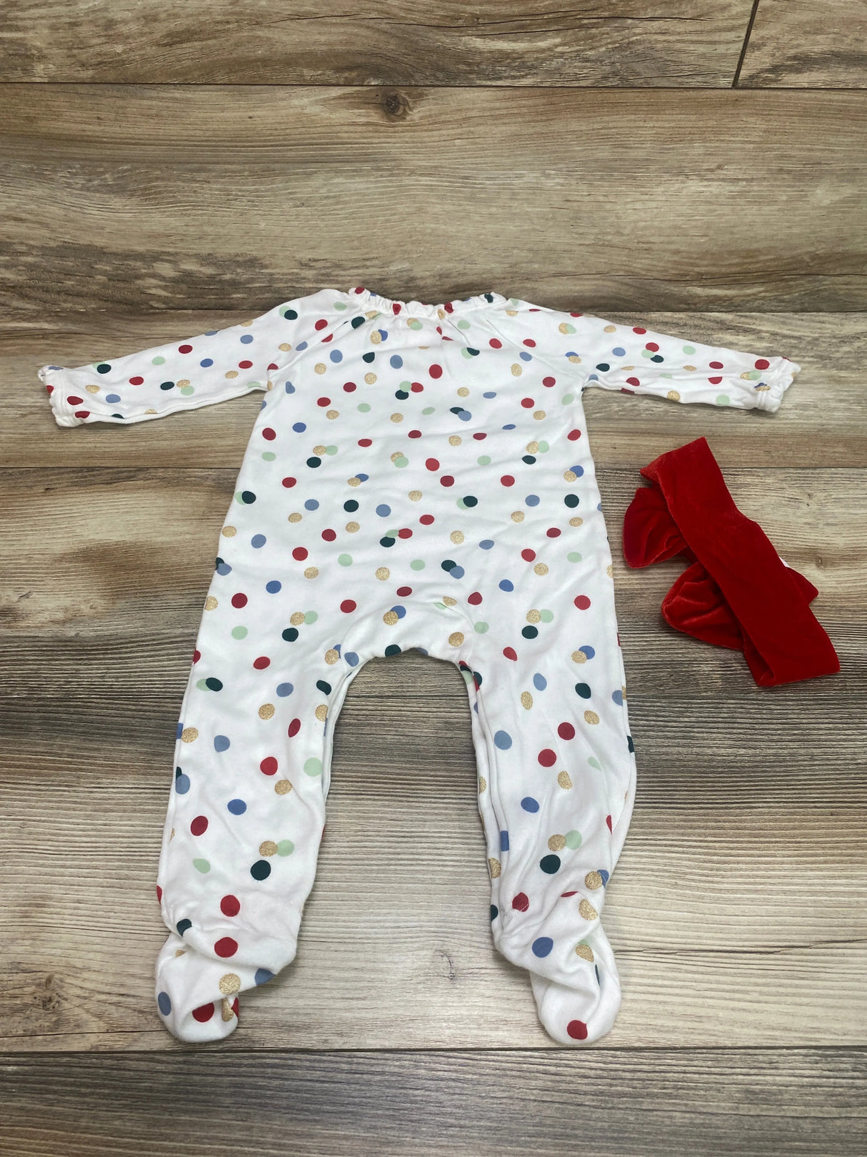 Mudpie 2pc Polka Dot Footie & Headband White sz 6-9m