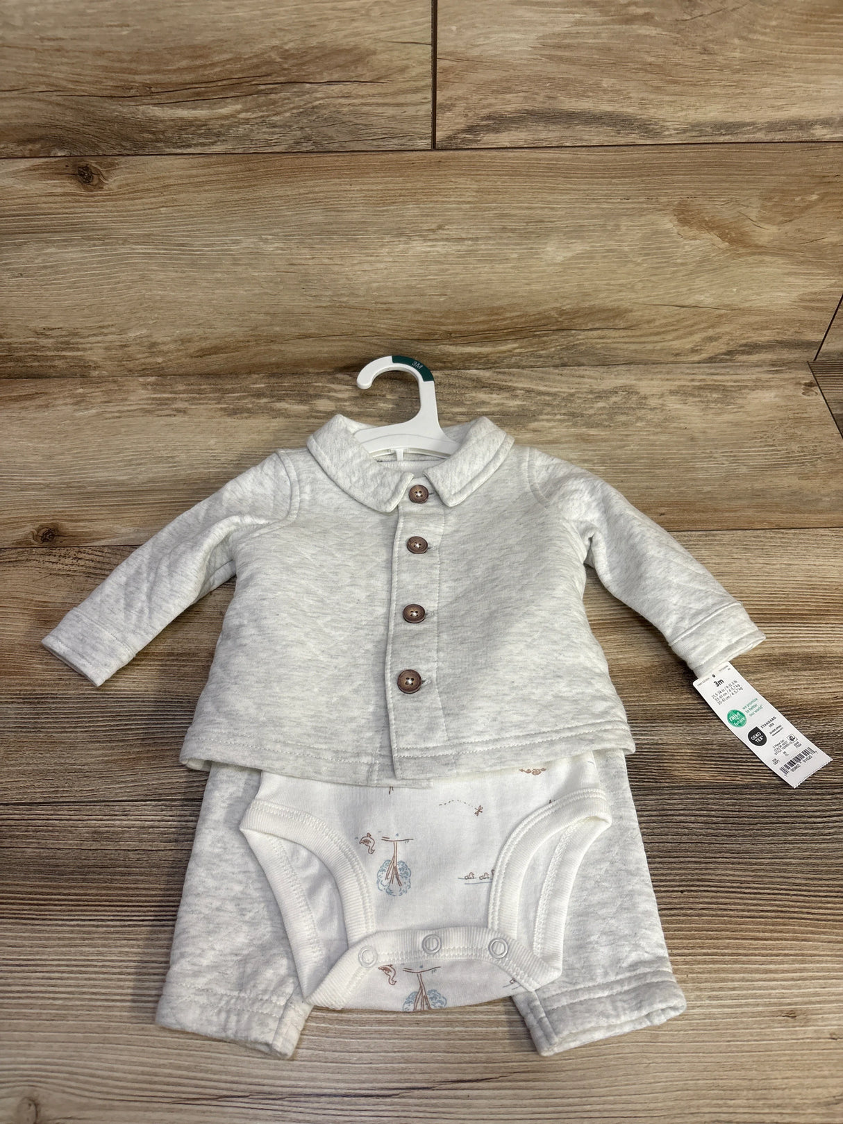 NEW Just One You 3pc Quilted Button Up Set Grey sz 3m