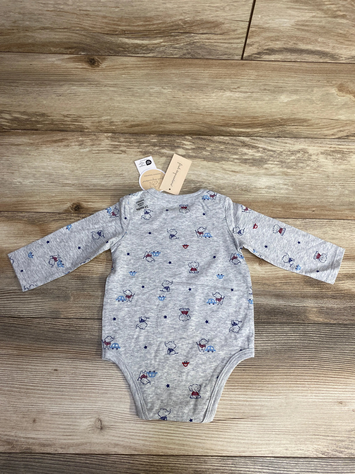 NEW First Impressions Elephant Bodysuit Grey sz 3-6m