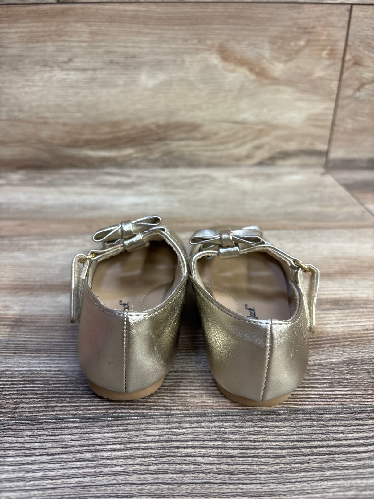 Cat & Jack Mary Jane Bow Ballet Flats Gold sz 7c