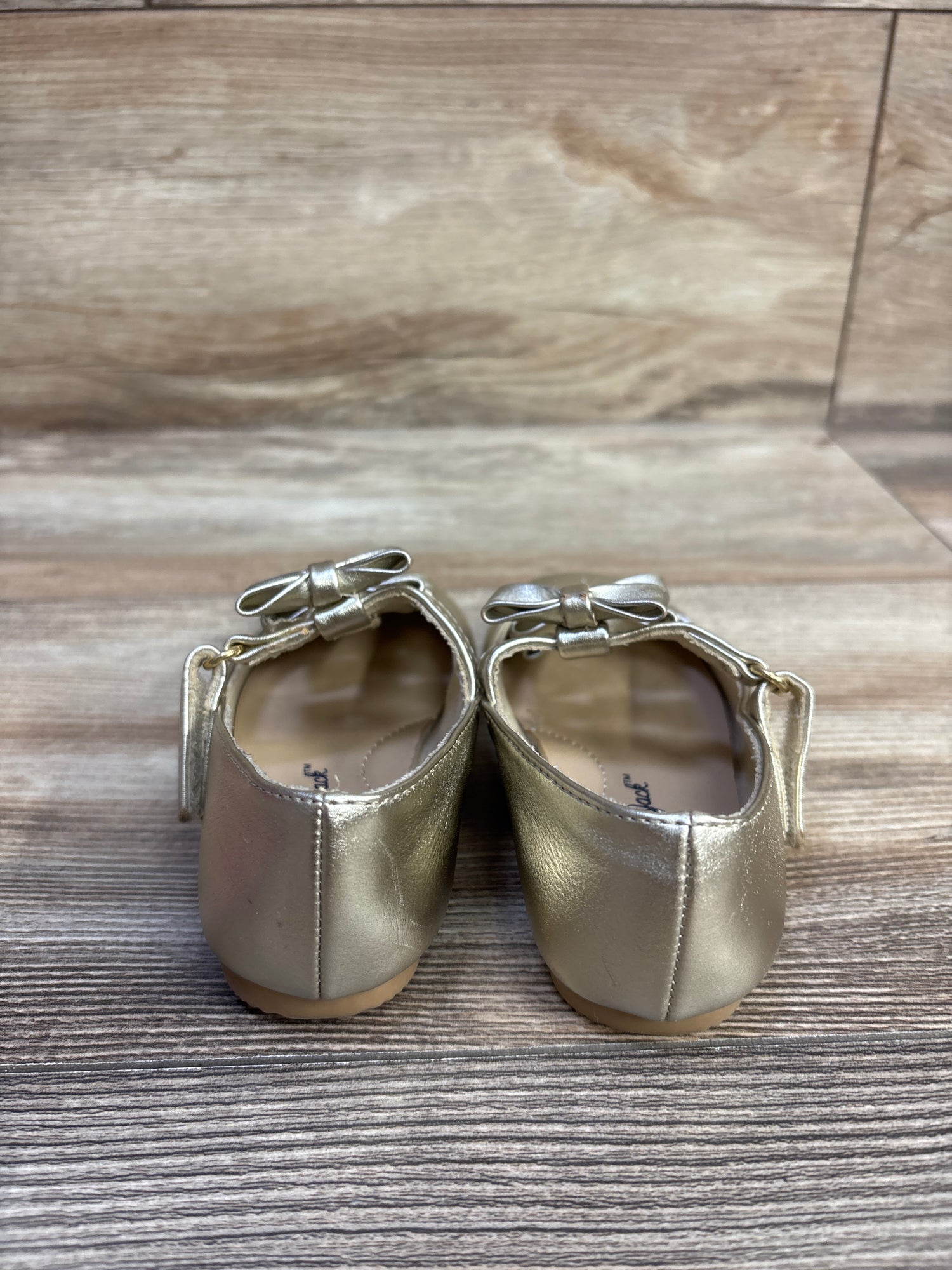 Cat & Jack Mary Jane Bow Ballet Flats Gold sz 7c