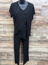 Maternity 2pc Flowy Nursing Shirt & Pants Set Black sz Large