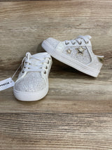 NEW Kiderence Girls Running Sneakers Glitter Stars White sz 7c