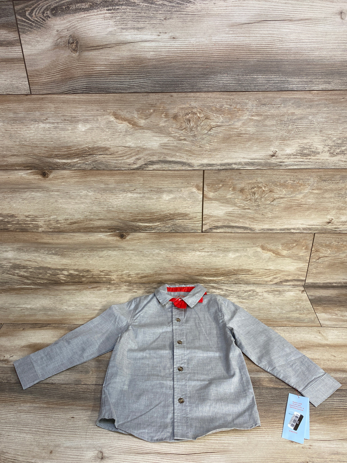 NEW Cat & Jack Button Up Shirt & Bow-Tie Set Grey sz 4T