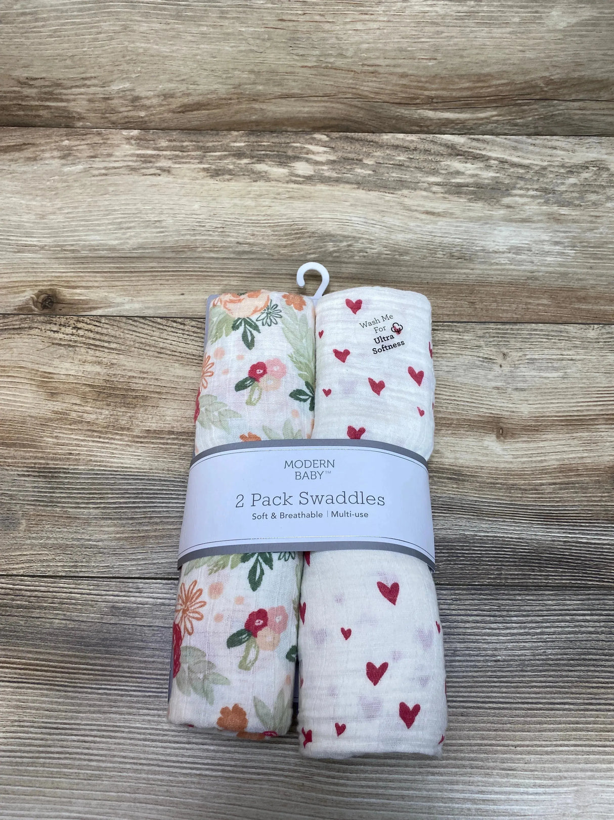 NEW Modern Baby Muslin Swaddle Blankets 2Pk Peach Floral