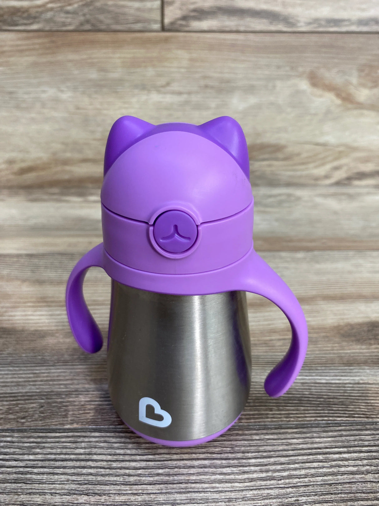 Munchkin Cool Cat Stainless Steel Straw Cup Purple 8oz