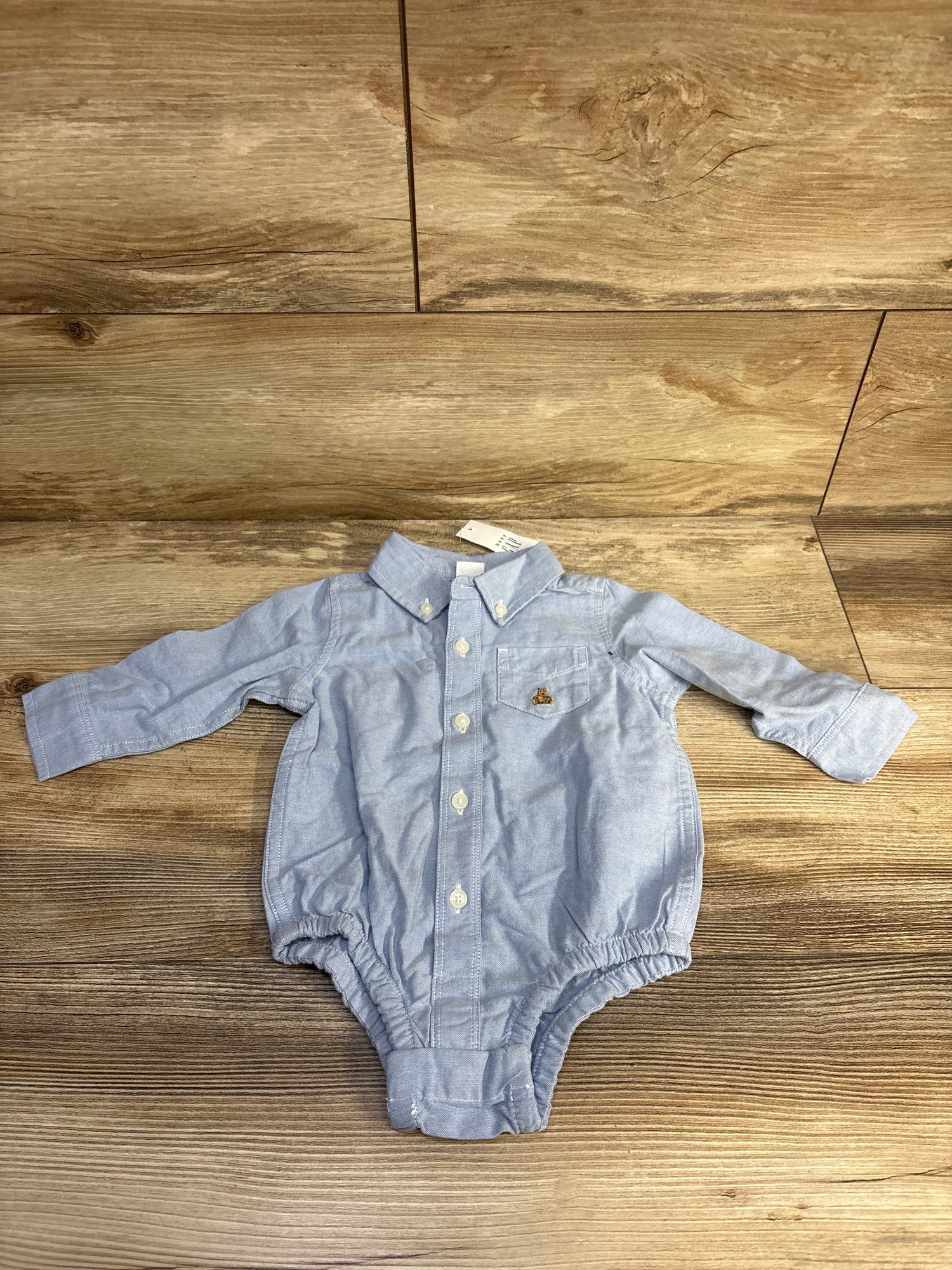 NEW Baby Gap Oxford Button-Down Bodysuit Blue sz 6-12m