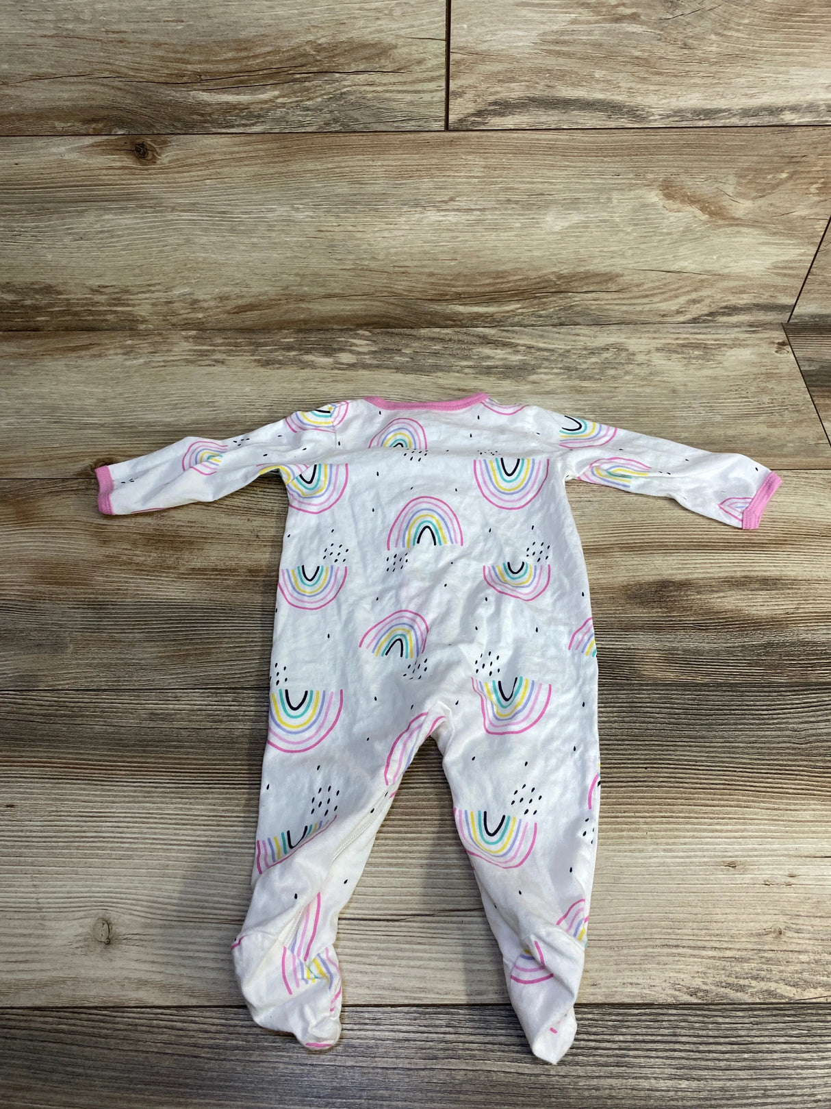 Rainbow Print Ringer Sleeper White sz 0-3m