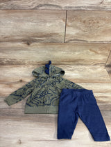 Just One You 2pc Dinosaur Full Zip Jacket & Bottoms Set Olive sz 3m