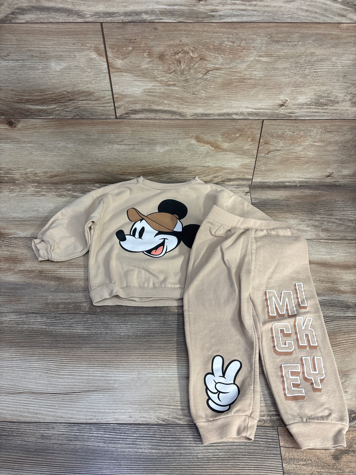 Disney Baby Mickey Mouse 2pc Set Beige sz 24m