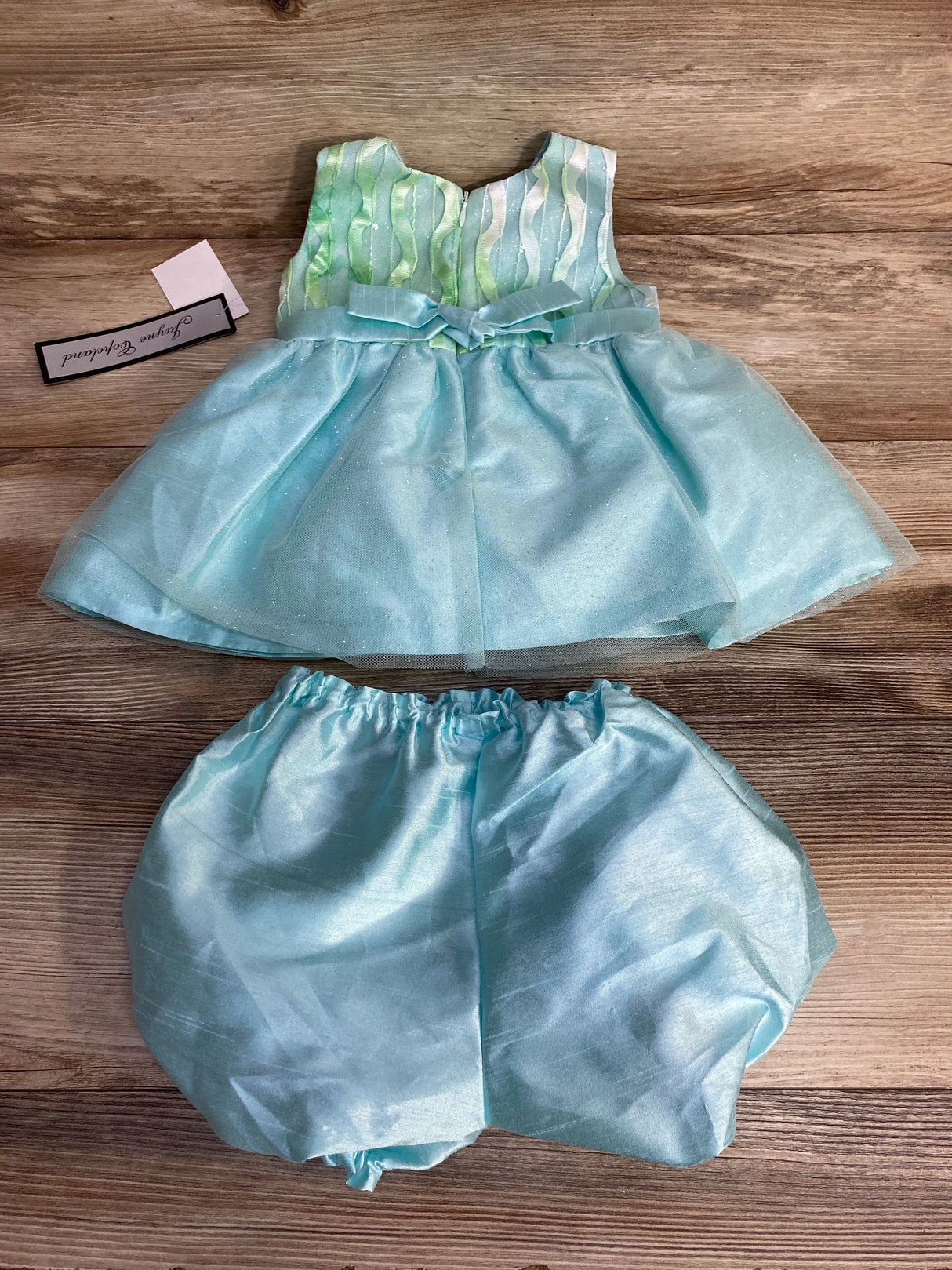 NEW Jayne Copeland 2pc Dress & Bloomers Seafoam sz 18m
