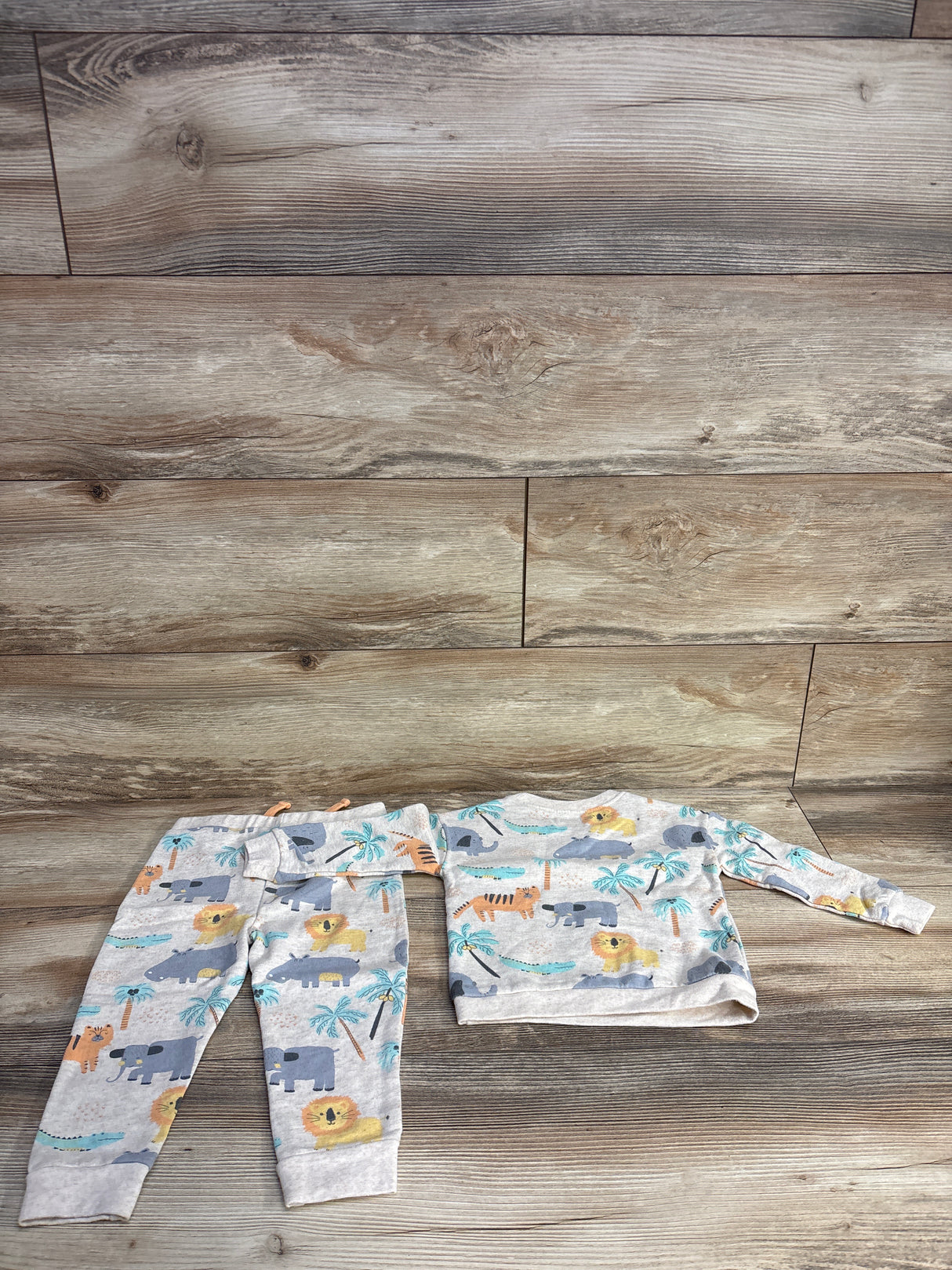 Laughing Llama 2pc Long Sleeve Top & Pants Set Beige sz 18m