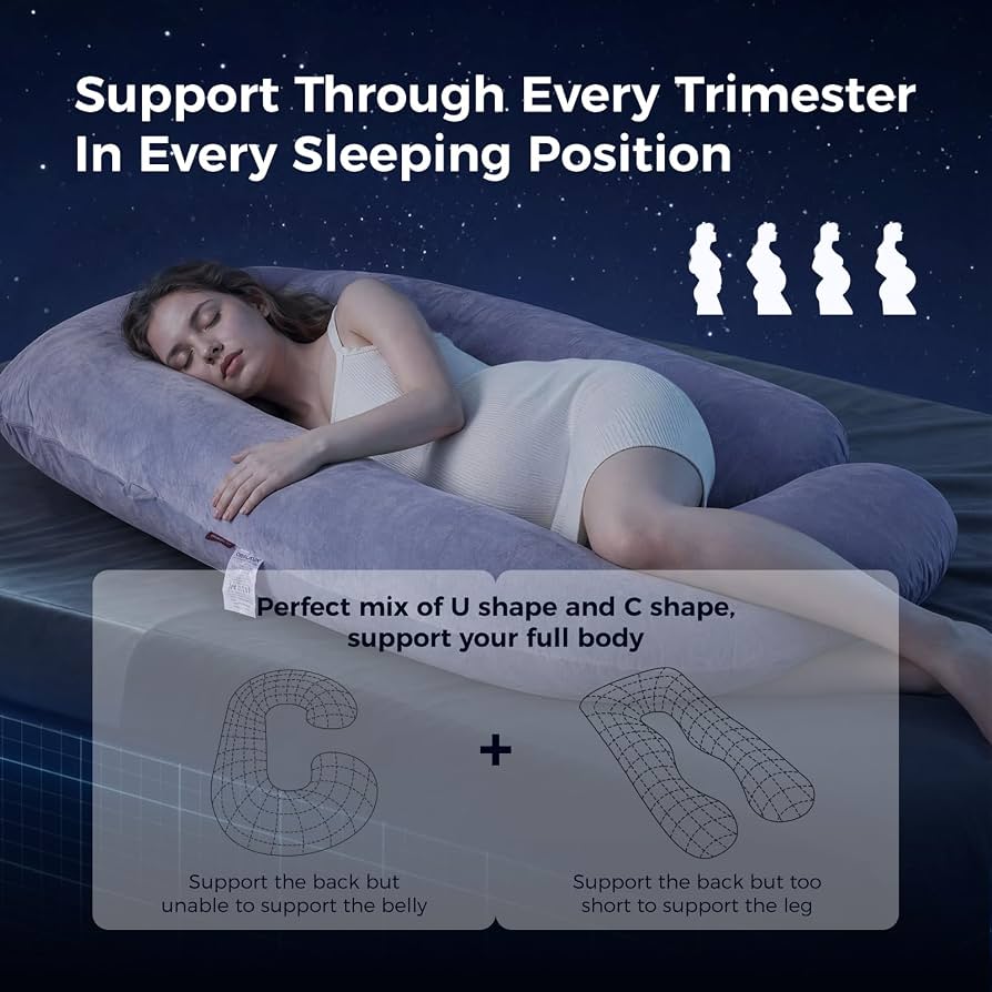 Momcozy U Shaped Pregnancy Body Pillow, Grey