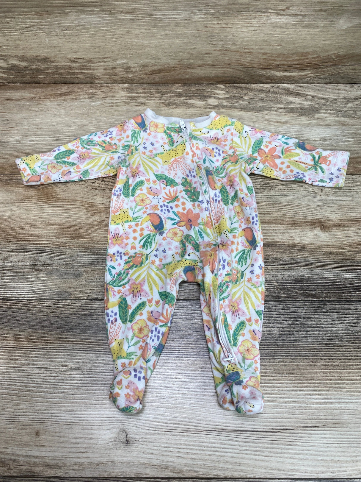 Nutmeg Floral Animal Print Sleeper White sz 0-1m