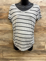 Ragdoll Maternity Striped Ruched Shirt Grey sz Medium
