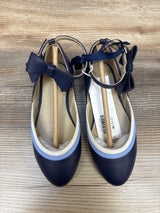 NEW Janie & Jack Bow Strap Pieced Ballet Flats Navy sz 10c