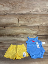 NEW Wonder Nation 2pc Tank Bodysuit & Shorts Set Blue sz 3-6m