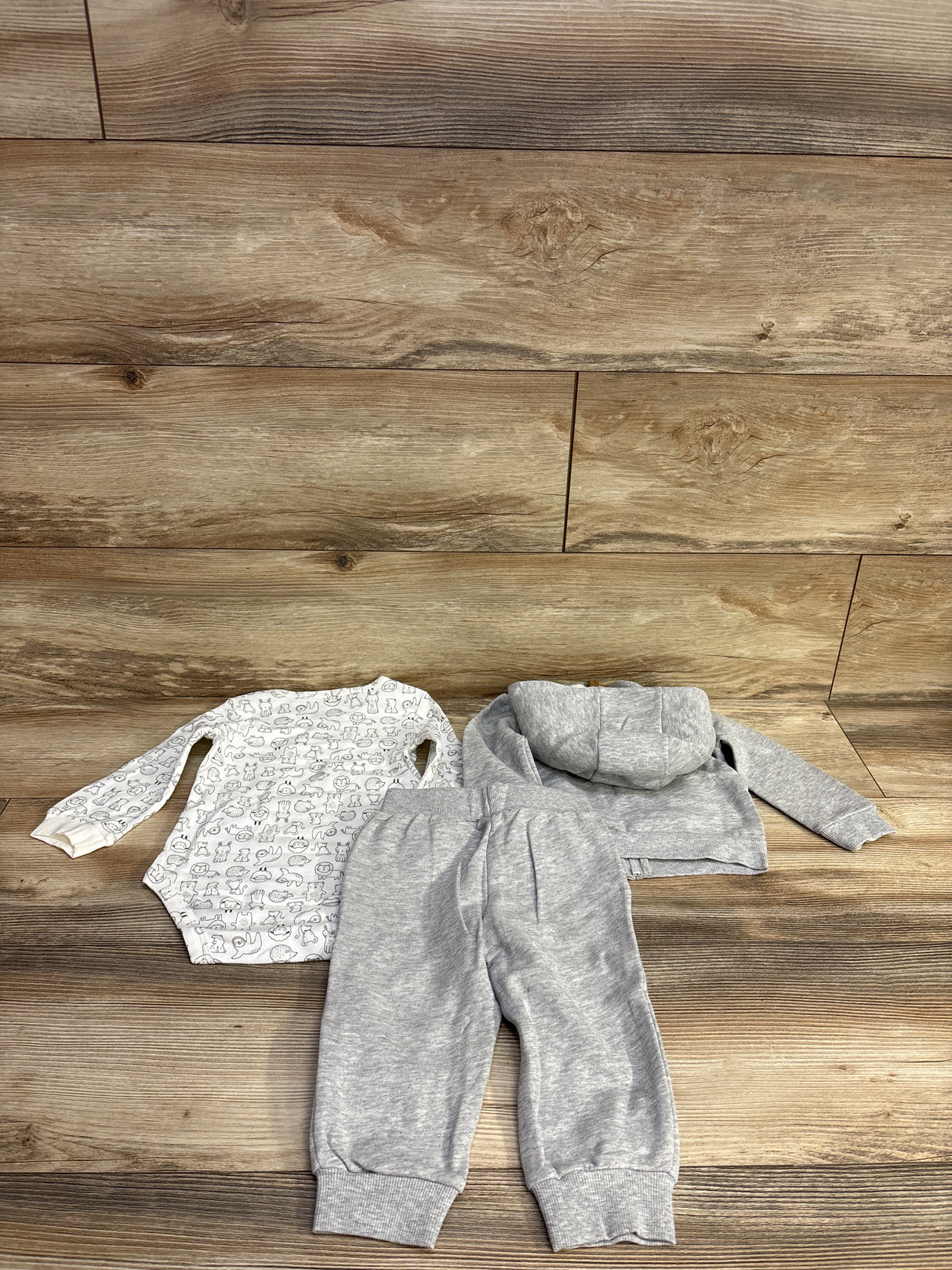 NEW Carter's 3pc Full Zip Sherpa Lined Hoodie & Bodysuit Set Grey sz 12m