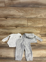 NEW Carter's 3pc Full Zip Sherpa Lined Hoodie & Bodysuit Set Grey sz 12m