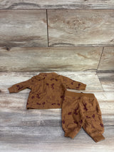 Just One You 2pc Henley Moose Sweatshirt & Pants Set Brown sz Newborn