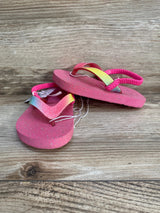 NEW Children's Place Pink Glitter Flip Flops sz 6-7c